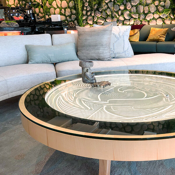 Sisyphus 4ft Hardwood Table Maple Lifestyle Luxury High End Sisyphus Hardwood Table with Glass Top