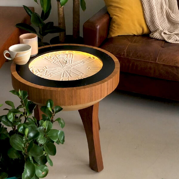 Sisyphus Hardwood Side Table Walnut Lifestyle 5 Luxury High End Sisyphus Hardwood Table with Glass Top