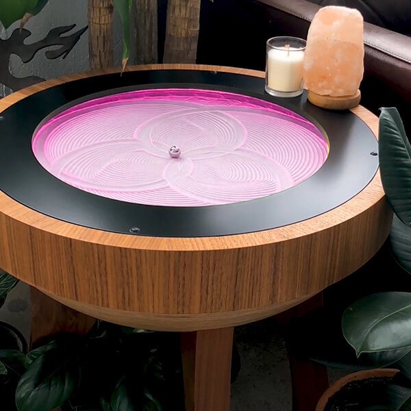 Sisyphus Hardwood Side Table Walnut Lifestyle 3 Luxury High End Sisyphus Hardwood Table with Glass Top