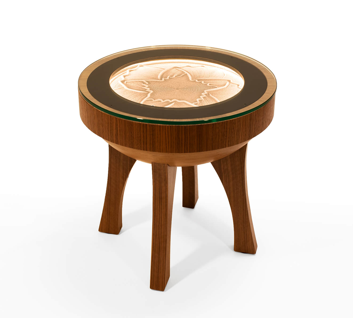 Luxury High End Sisyphus Hardwood Table with Glass Top
