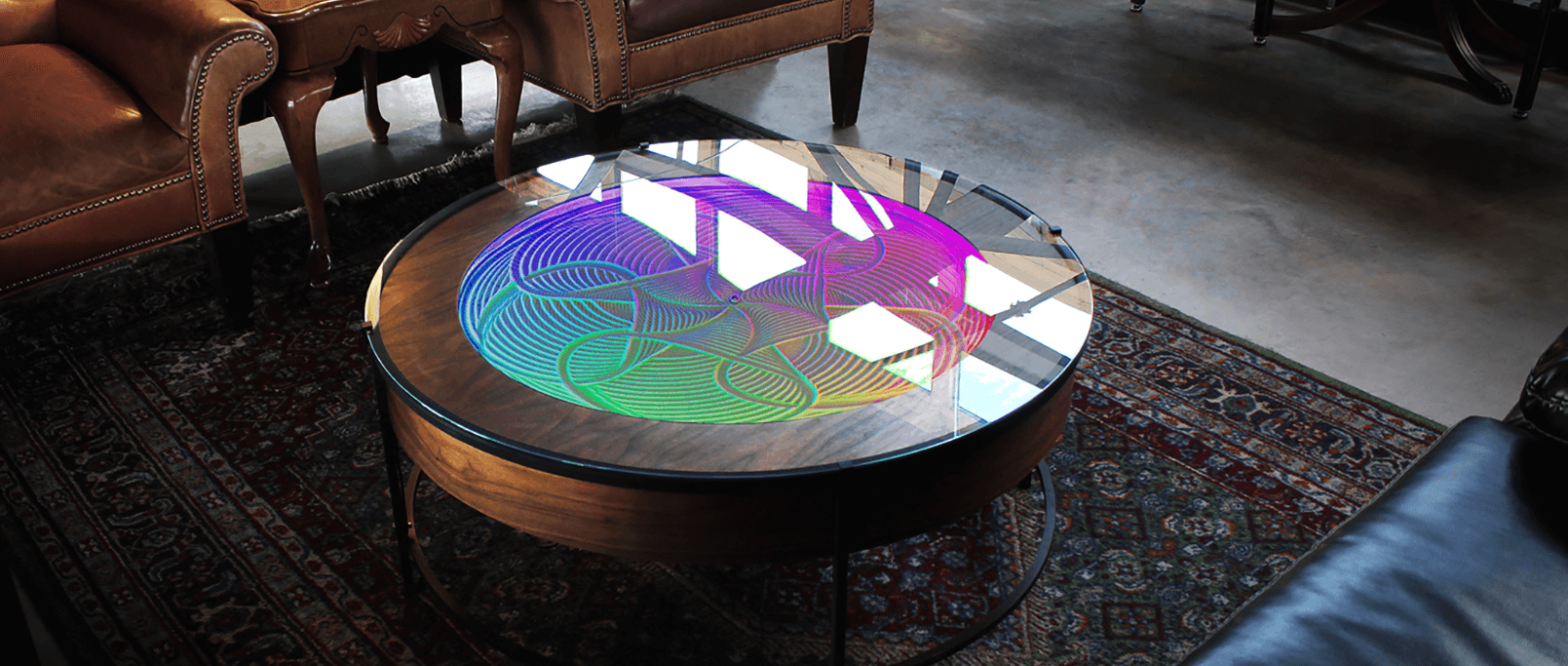 Luxury High End Sisyphus Metal Coffee Table with Glass Top