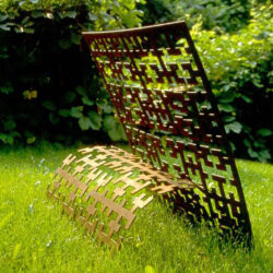 Metal Laser Cut Hilbert Curved Sculpture By Bruce Shapiro