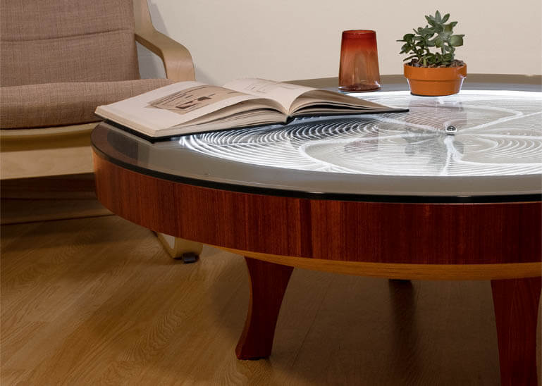 Luxury High End Sisyphus Hardwood Table with Glass Top